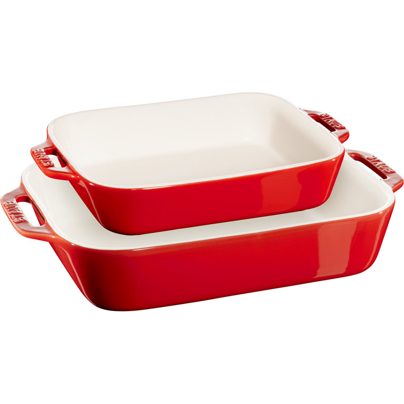 Staub Ceramique 2-Pcs Rectangular Ovenware Set, Cherry