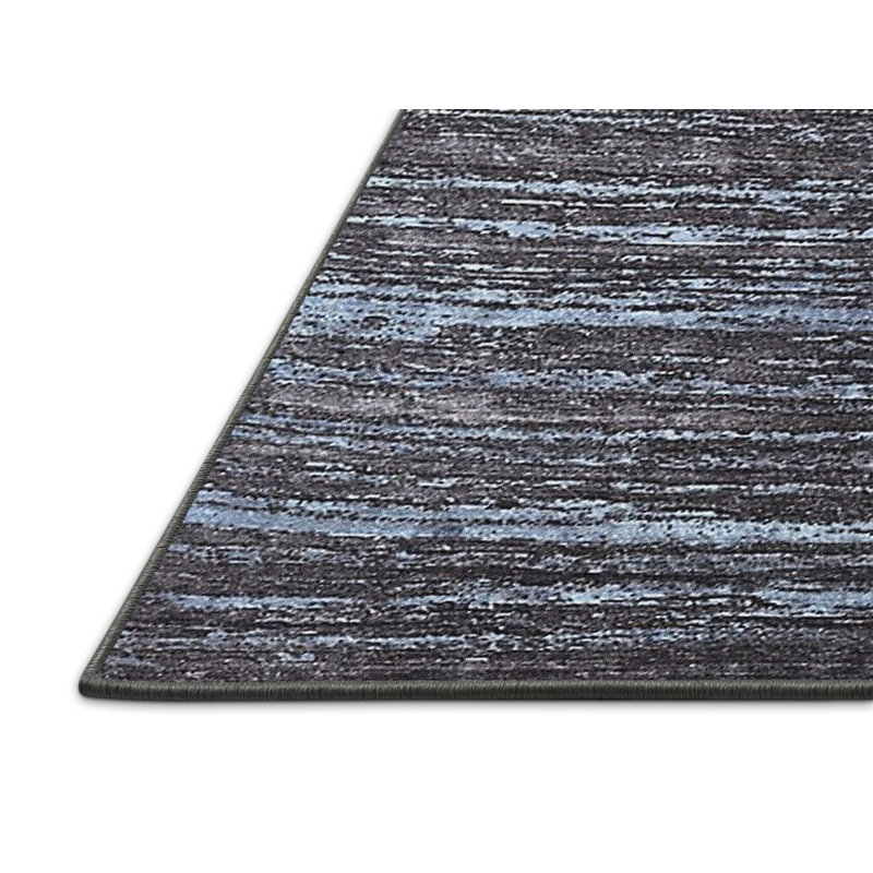 Tapis abstrait noir / bleu, Rectangle 3 pi x 5 pi