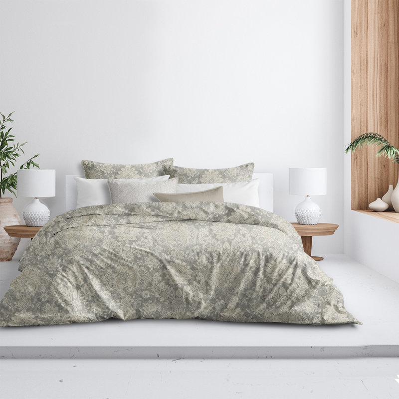 Ensemble de couvre-lit standard en coton taupe / beige 2 pièces Indali, Très grand super