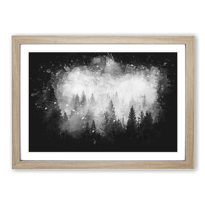 The Misty Forest - Picture Frame Graphic Art, 65cm H x 90cm W x 2cm D, Oak Framed