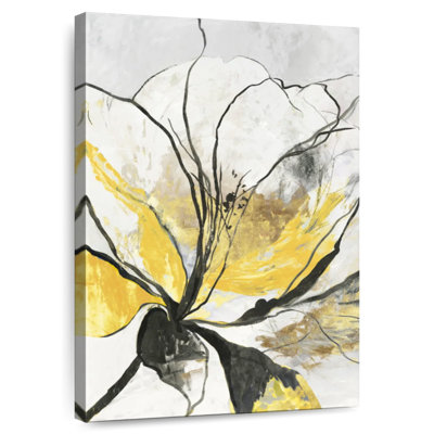 Harnek Outlined Floral I Yellow Version