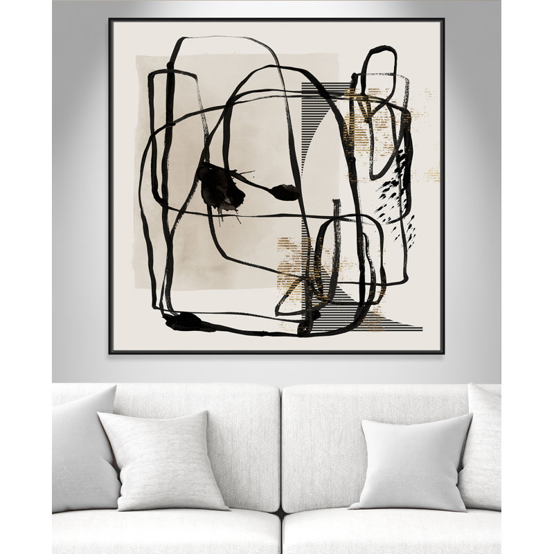 «Blot I» par Isabelle Z, L 46,5 po x H 46,5 po, Toile avec cadre, Cadre flottant noir