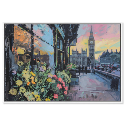 «Spring Flower Shop London Travel», reproduction d'art sur toile par Art Remedy