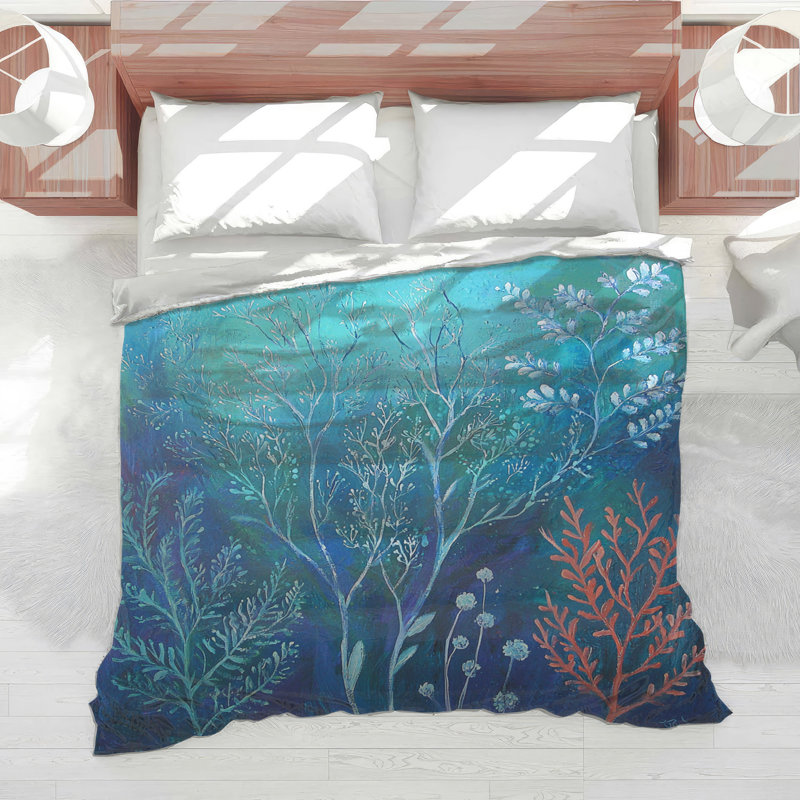 Édredon Botanical Bedding, Édredon simple TG, Blue Floral/ Abstract