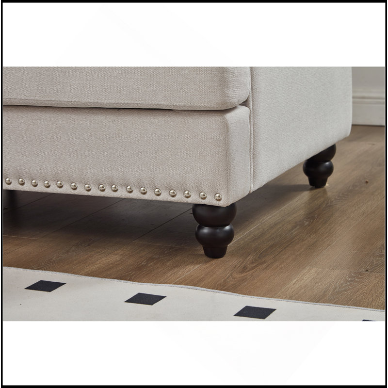 Canapé en tissu rembourré 83 po, Beige