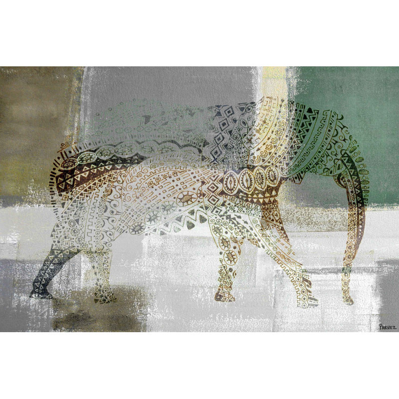 « decorative éléphant », impression sur toile tendue, H 24 po x l 36 po x P 1,5 po