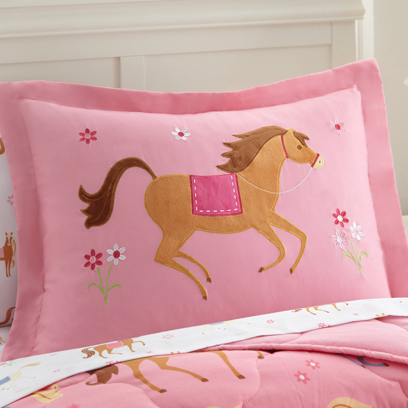 Lit double dans un sac Wildkin - Ensemble de literie en microfibre 7 pièces avec édredon, taie d'oreiller et draps - Chevaux 