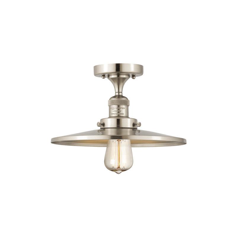 Plafonnier semi-encastré Rouvin, Nickel satiné brossé, Nickel satiné brossé, H 6 po x l 12 po x P 12 po