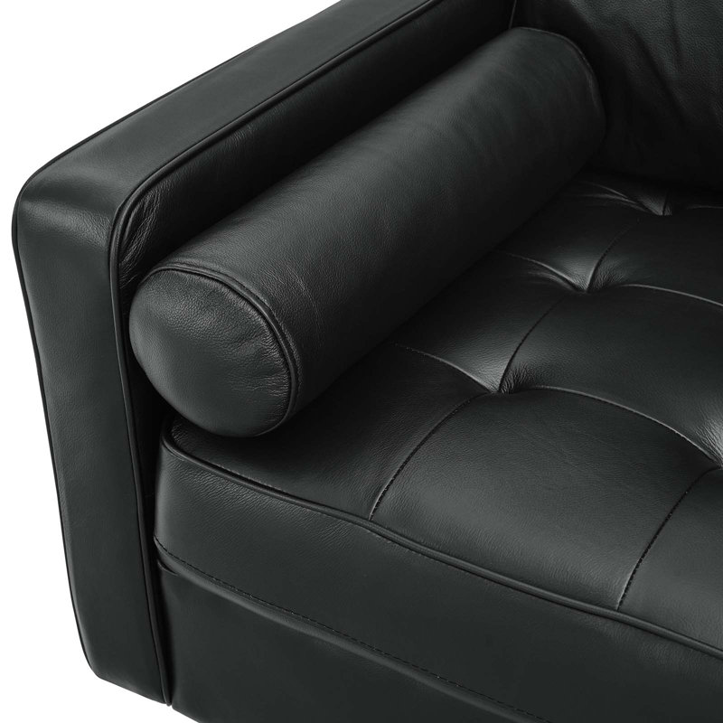Modway Valour 88" Leather Sofa, Black Faux Leather