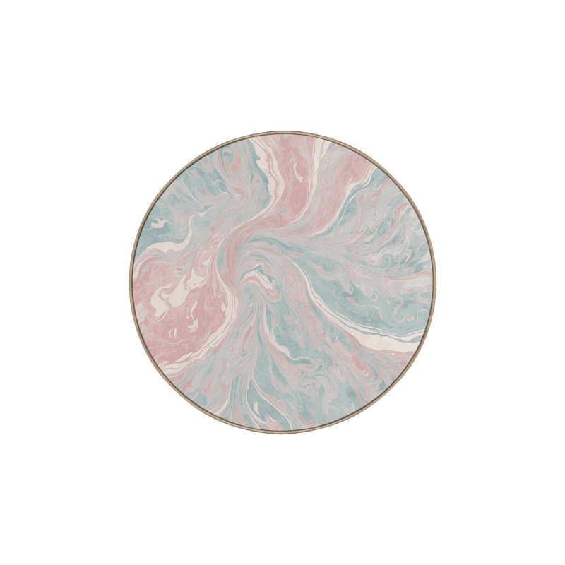 Tapis beige soyeux et moelleux, Rond 6 pi