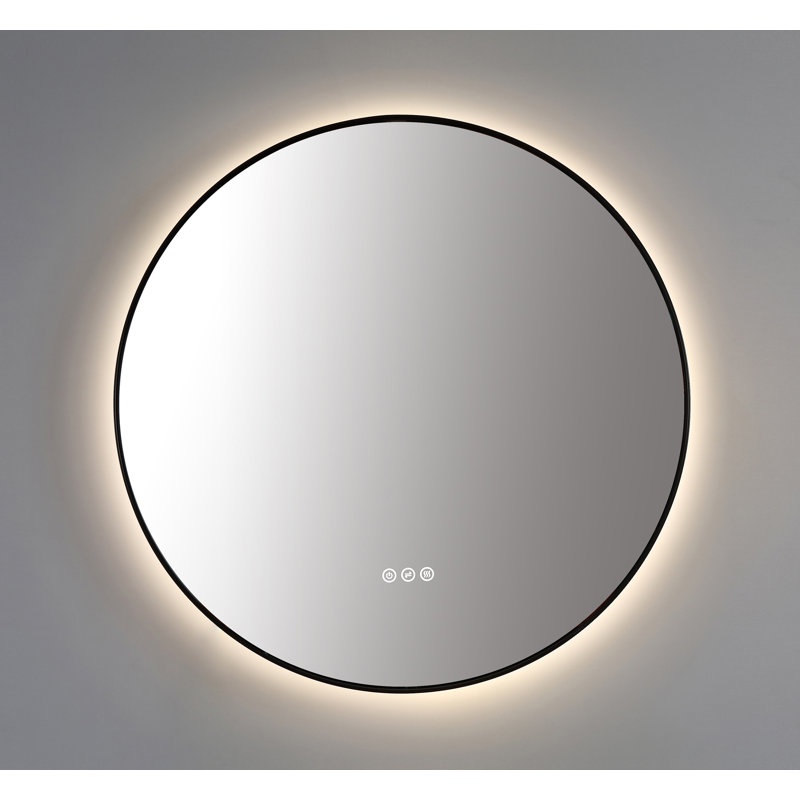 Shell LED Mirror, 29.52" x 29.52", Round, Matte Black