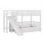 Lit superposé simple au-dessus de simple avec escalier coulissant et rangement, 2 tiroirs sous le lit et garde-corps de clôture-2059530000