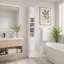Meuble de rangement de salle de bain haut et étroit, 180 cm (71 po), autoportant, avec 1 tiroir, 2 portes et 4 étagères réglables, blanc