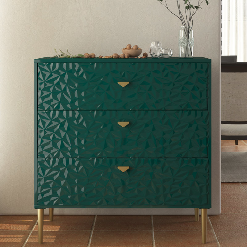 Commode en bois 3 tiroirs Bakke, Vert