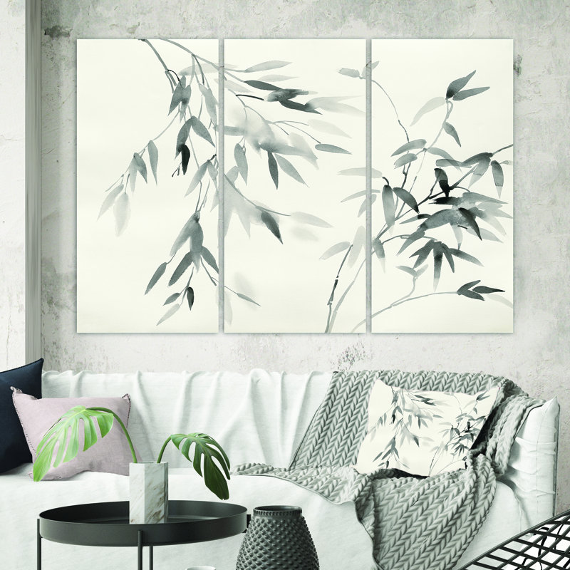 «Bamboo Leaves II», reproduction d'art sur toile tendue, H 40 po x l 60 po x P 1 po