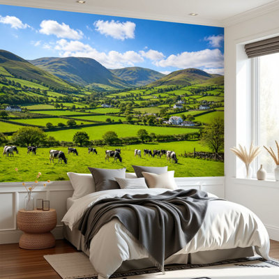 Papier peint adhésif à peler et à coller Hills Green Fields Country Ireland Dingle Peninsule Kerry