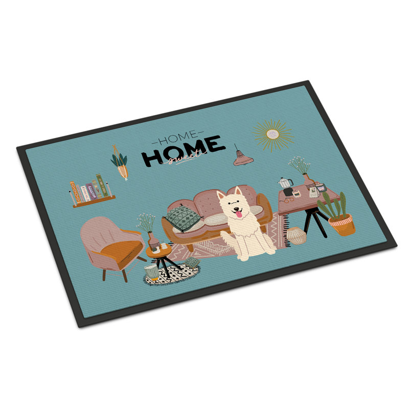 Tapis d'entrée antidérapant Guerline L 27 po x l 18 po, Berger allemand blanc