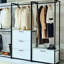 Système de placard autoportant - blanc, métal, rangement profond, résistance à la chaleur et à l'eau, égratignures, garde-robe à structure en métal E0