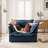 Slip-covered Armchair with 1 Big Back Cushion and 2 Big Toss Pillows, Single Deep Seat Comfy Single Couch Sofa Multiple Large Soft Pillows, Chenille Fabric-360241988