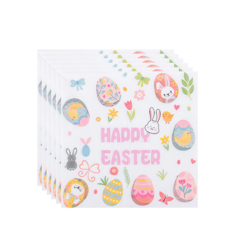 Serviettes en papier jetables imprimées sur le thème des animaux de lapin de Pâques pour fêtes et restaurants convenant aux décorations de restaurant de Pâques
