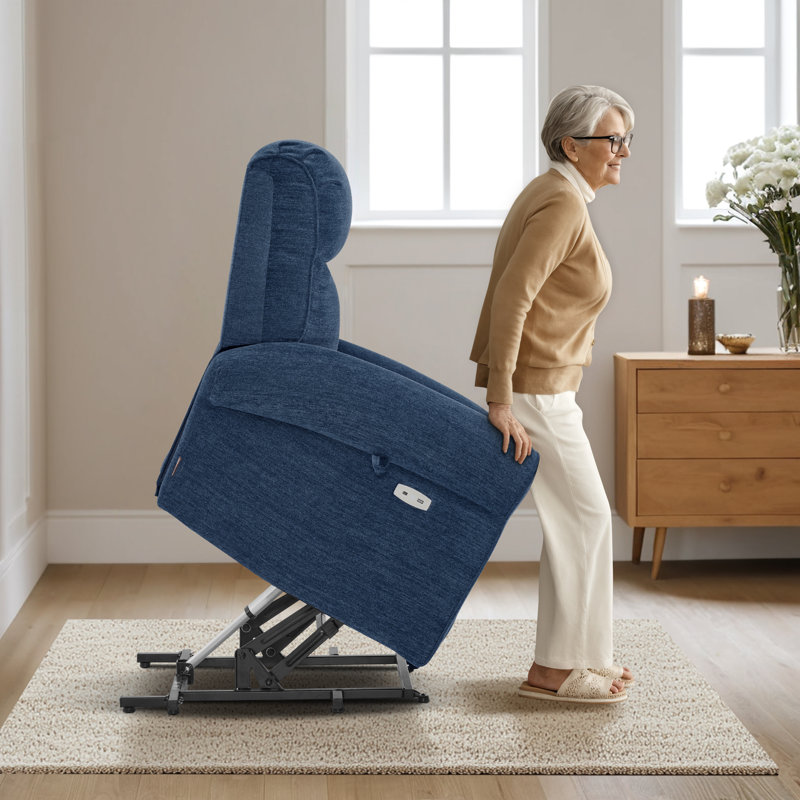 102.1cm Wide Lift Assist Standard Recliner with Heated Cushion, Navy