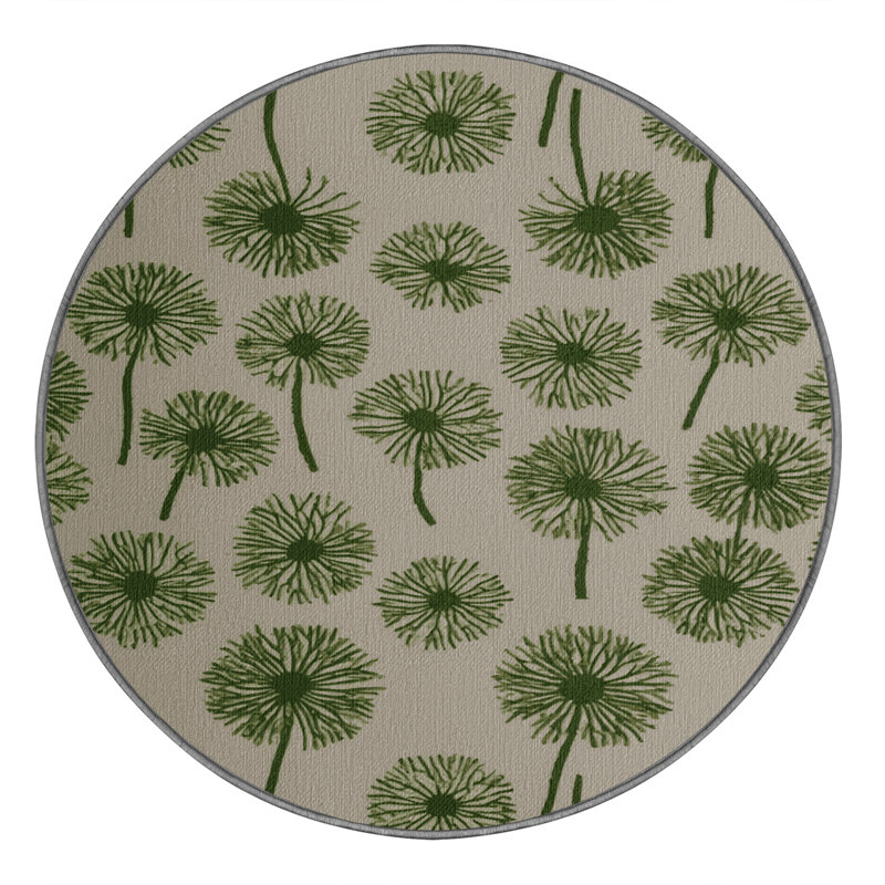  Tapis lavable vert pissenlit, Rond 5 pi