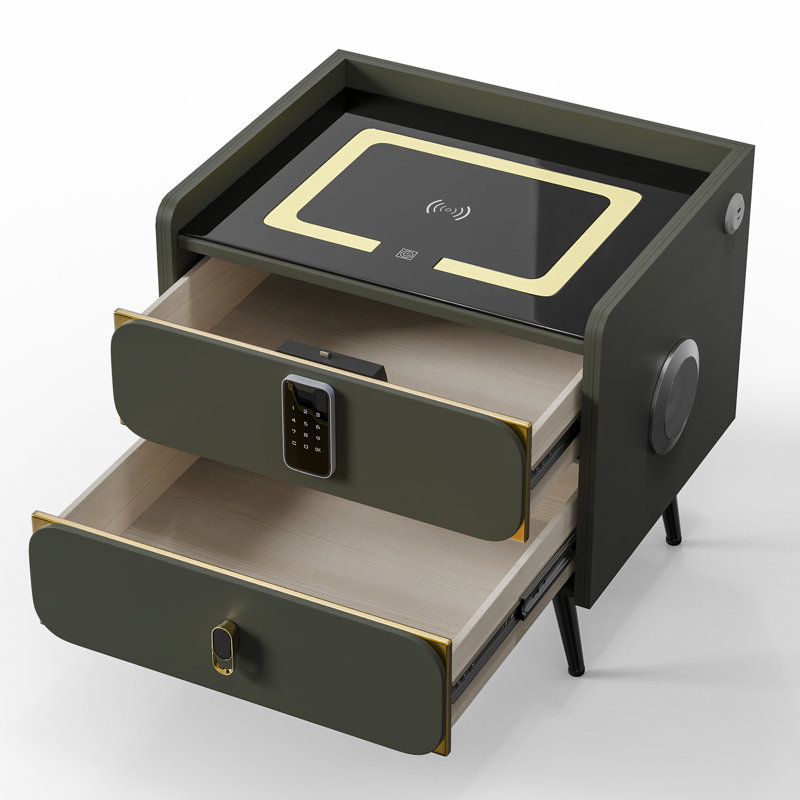 20" Tall Smart nightstand with combination lock and Bluetooth player, Green