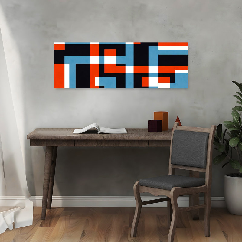 Art mural contemporain audacieux et moderne à motif géométrique moderne, H 12 po x l 36 po