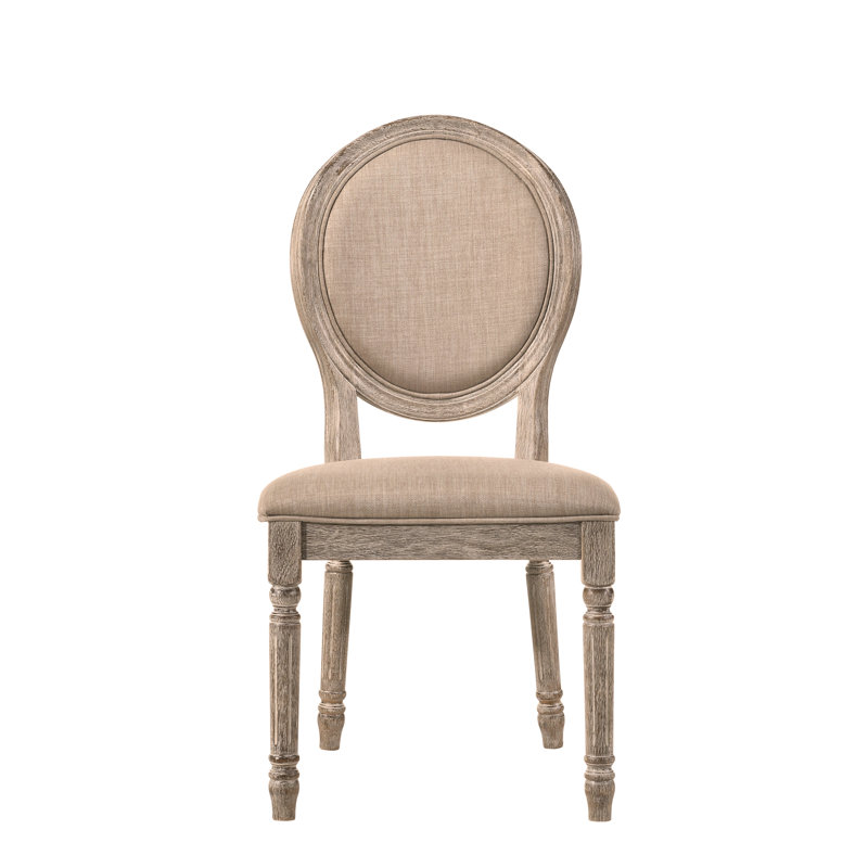 Chaise d'appoint Faustine en tissu brun clair et finition chêne clair récupéré (ensemble de 2)