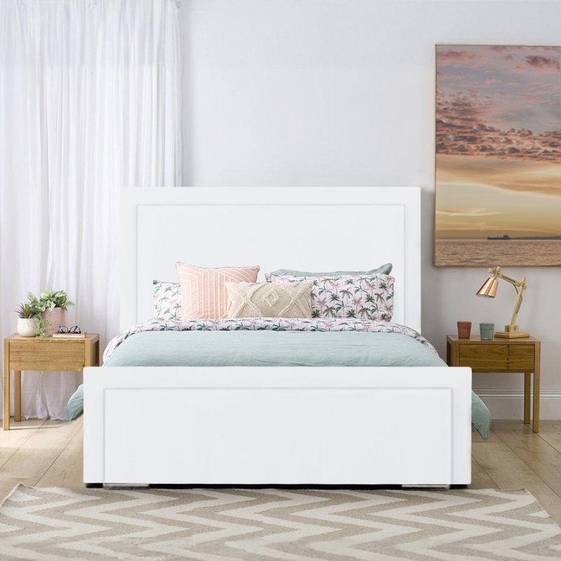 Abhipsa Upholstered Bed, Double (4'6), White