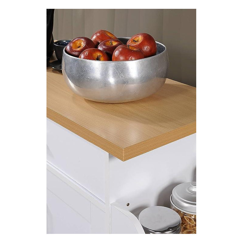 Albizu Wood Kitchen Island, White/Beech
