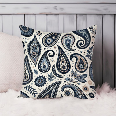 Abstract Navy Blue Paisley Pattern I Bohemian