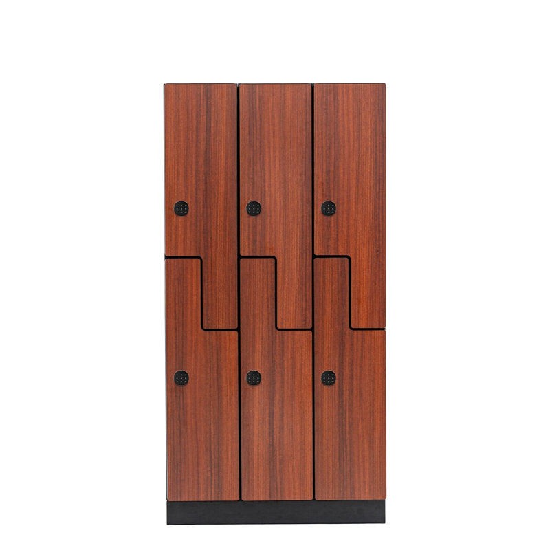 Casier de rangement en bois à 2 compartiments et porte à 6 compartiments avec serrure numérique, Brown