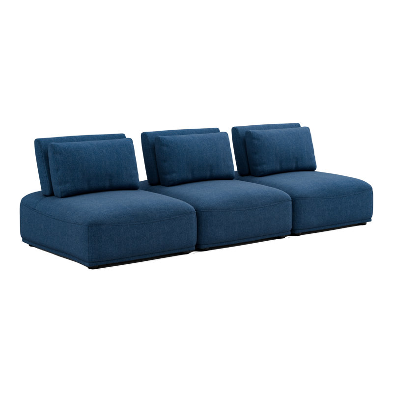 Canapé modulaire 3 pièces Aukeem, Polyester bleu