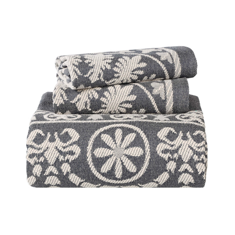 Taupe Cotton Blend Queen Bedspread Set with Medallion Design