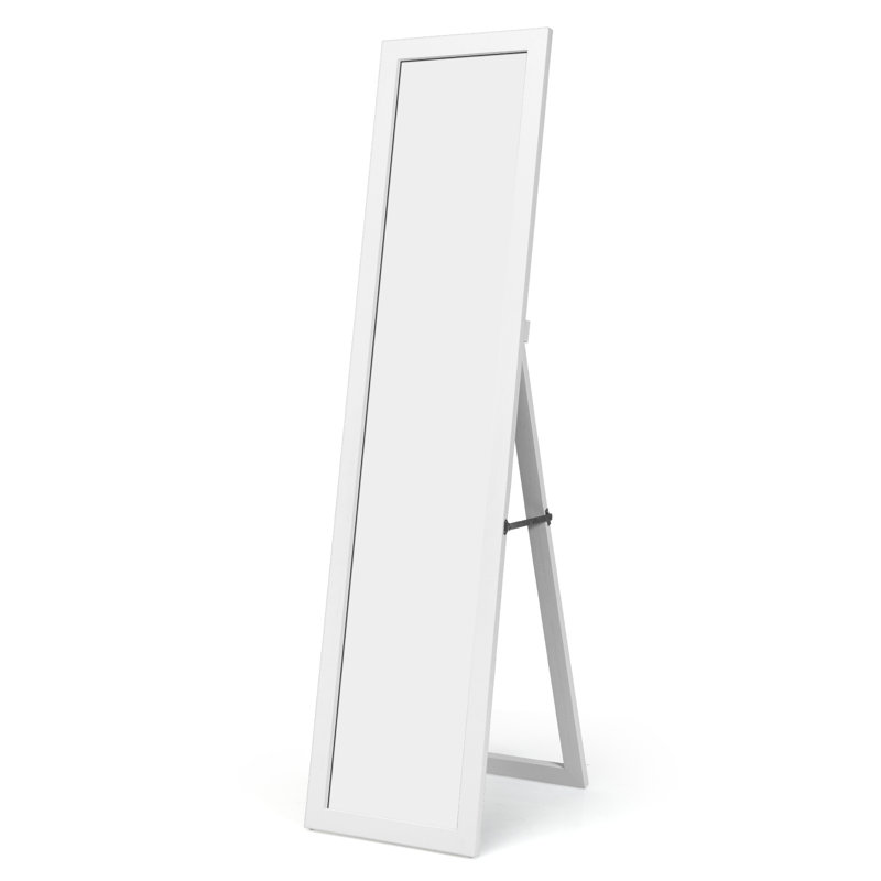 Devany Wood Flat Wall Mirror, White