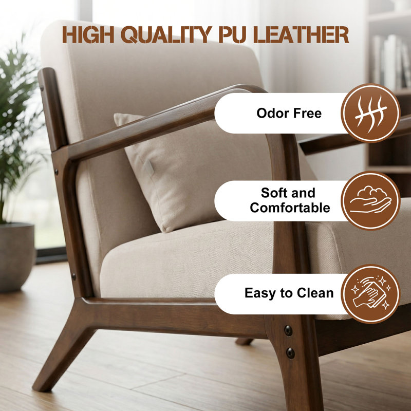 Upholstered Linen Armchair, Brown