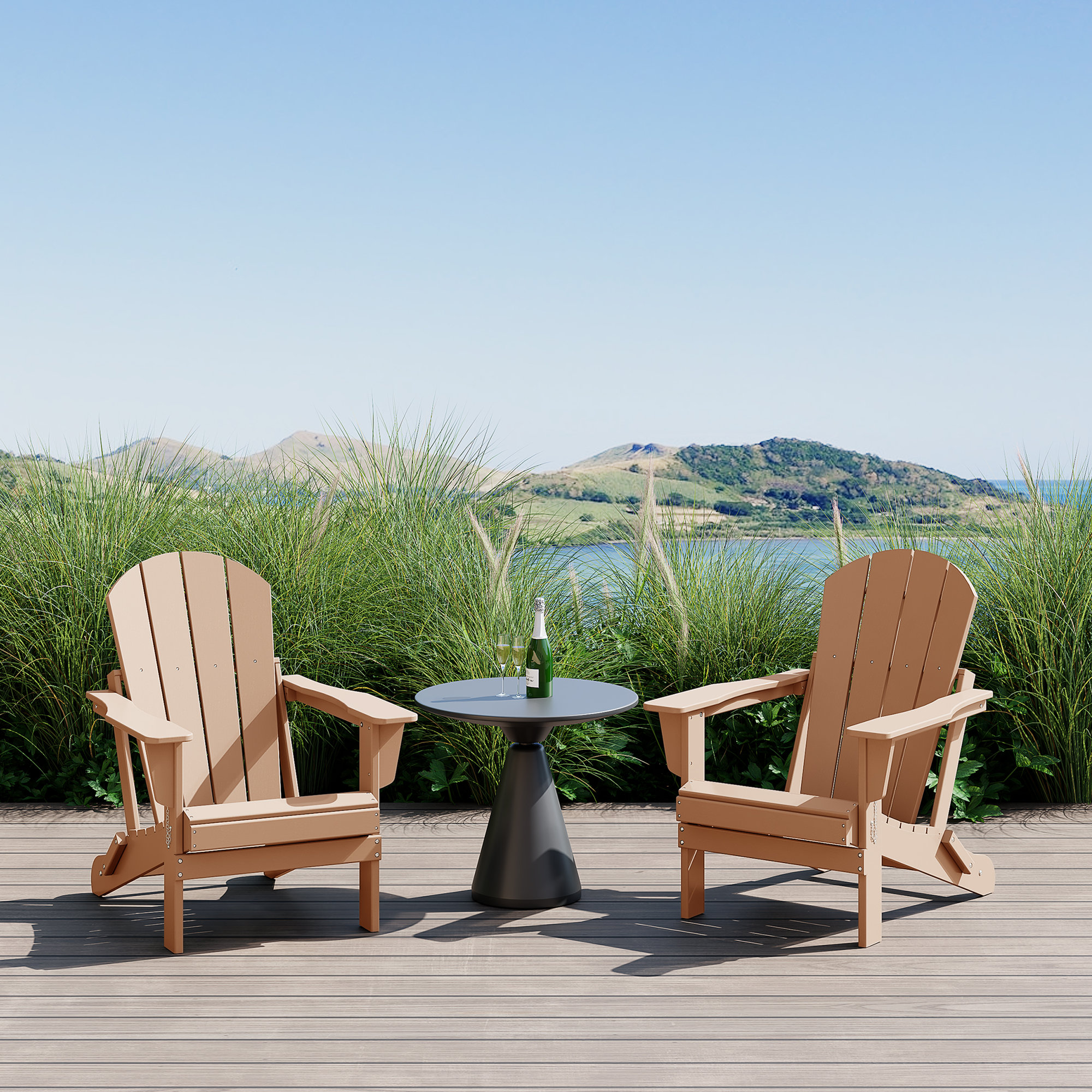 Laguna Foldable Outdoor Adirondack Set, Teak