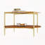 Luxueuse table basse ronde avec plateau en verre trempé doré + tablette de rangement en bois de noyer, pieds robustes en métal doré, 32,28 po de diamètre, centre de table élégant pour le salon moderne-1163759604