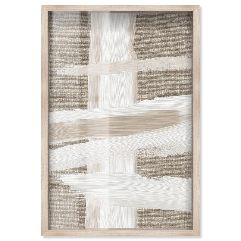 «Frostbitten Forms Shadowbox Print Boho», art mural par Art Remedy, H 55 po x l 37 po, Crème, crème