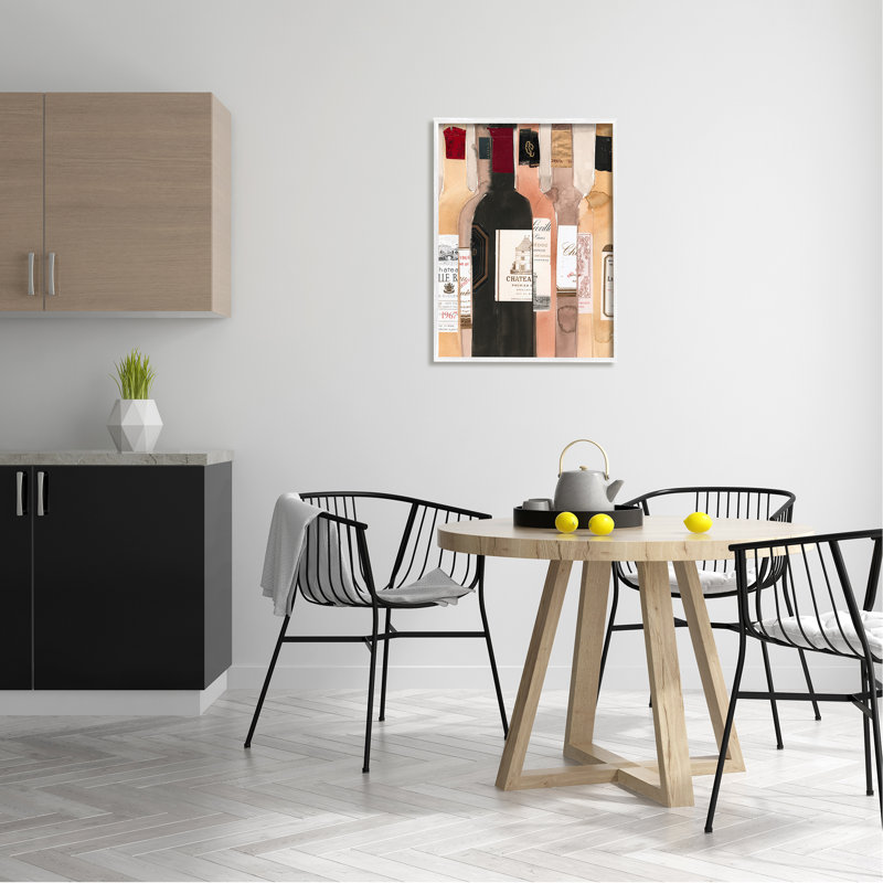Classic Classic Classic Wine Bottles par Samuel Dixon - Peinture, H 20 po x l 16 po, Giclée encadrée blanc bord de mer