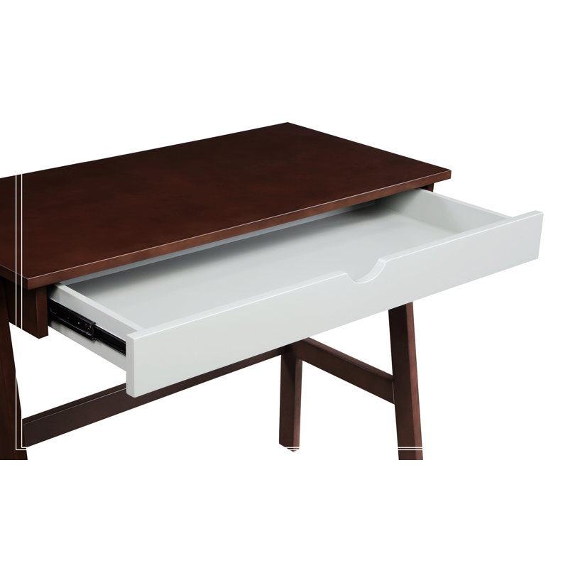 Solid Wood Base Computer Desk, Espresso/Gray