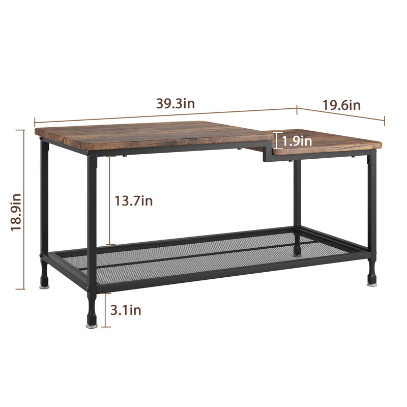 Solid Wood Coffee Table with Storage, Brown