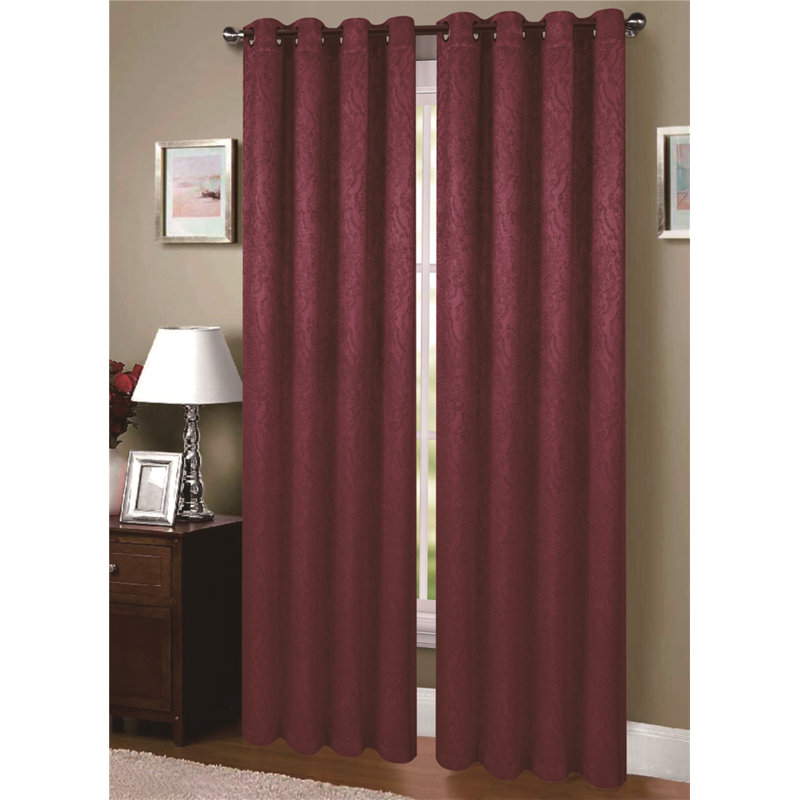 Advait Blackout Curtain Single Panel, Burgundy