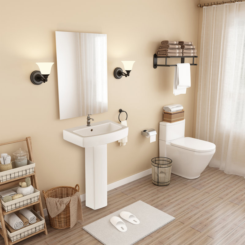 TOBILI 17.32'' White Ceramic Rectangular Bathroom Sink with Overflow