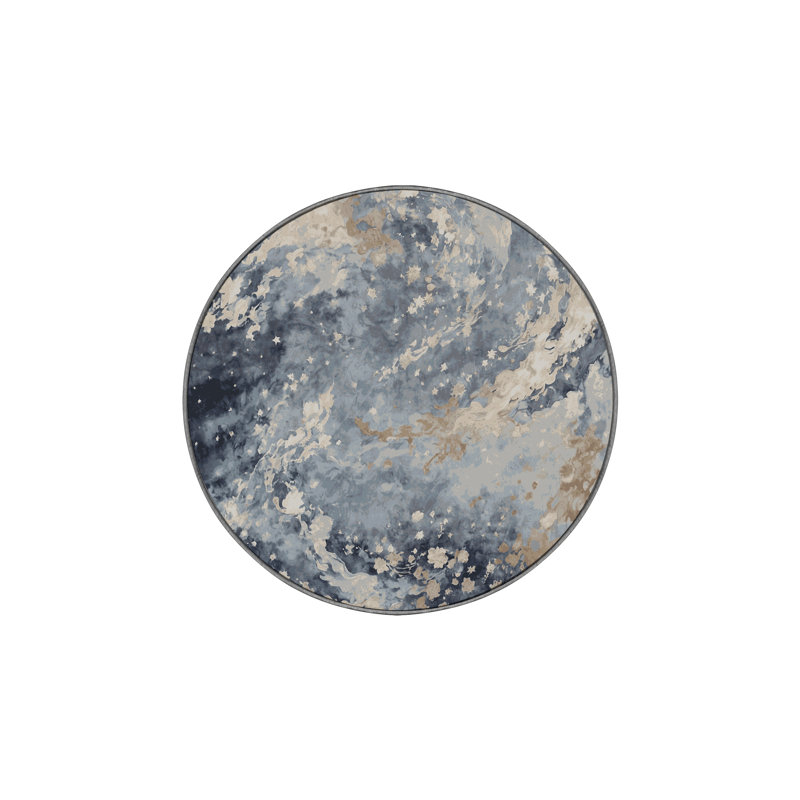 Tapis gris soyeux et moelleux, Rond 7 pi