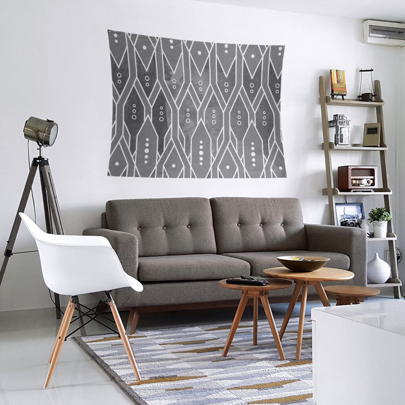 Tapisserie murale treillis, H 51 po x l 60 po, Gris