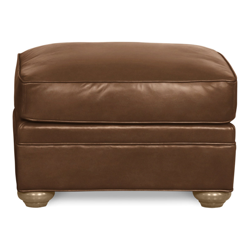 Repose-pieds American Bungalow, Hampton, Cuir véritable brun cassé Gatsby