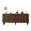 Buffet en bois massif cannelé avec 4 portes, finition noyer