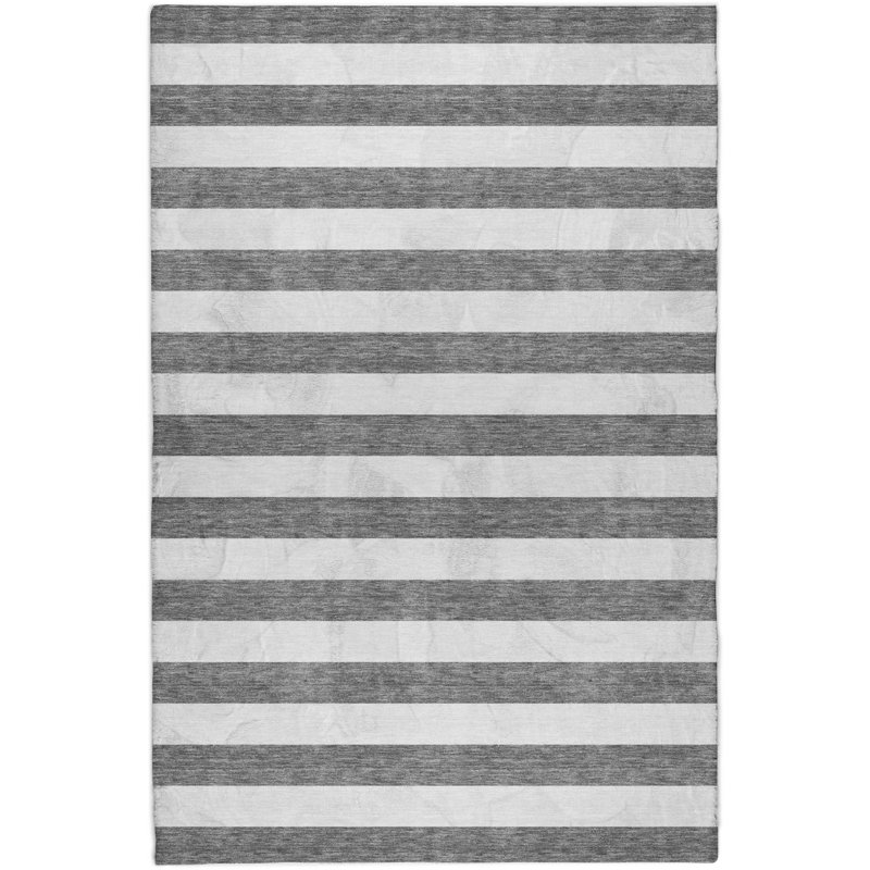 Premium Machine Washable Dream Shag ADS528 Striped Rug, 8' x 10', Charcoal